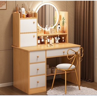 Round wooden deals dressing table mirror