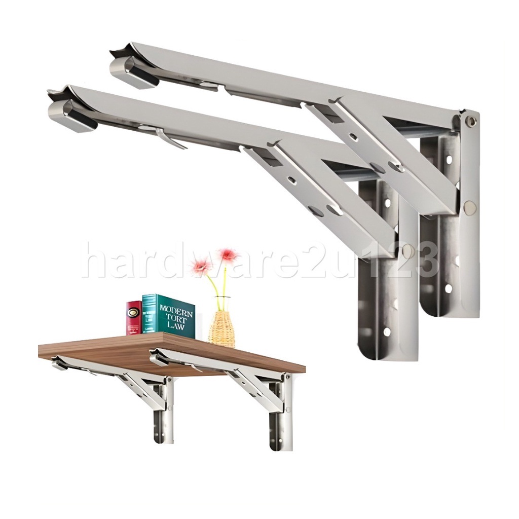 2Pcs Stainless Steel Wall Shelf Shelving L Bracket Wall Mount Rack ...