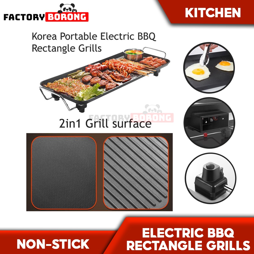 Korea Portable Electric BBQ Rectangle Grill Non-stick Multifunction ...