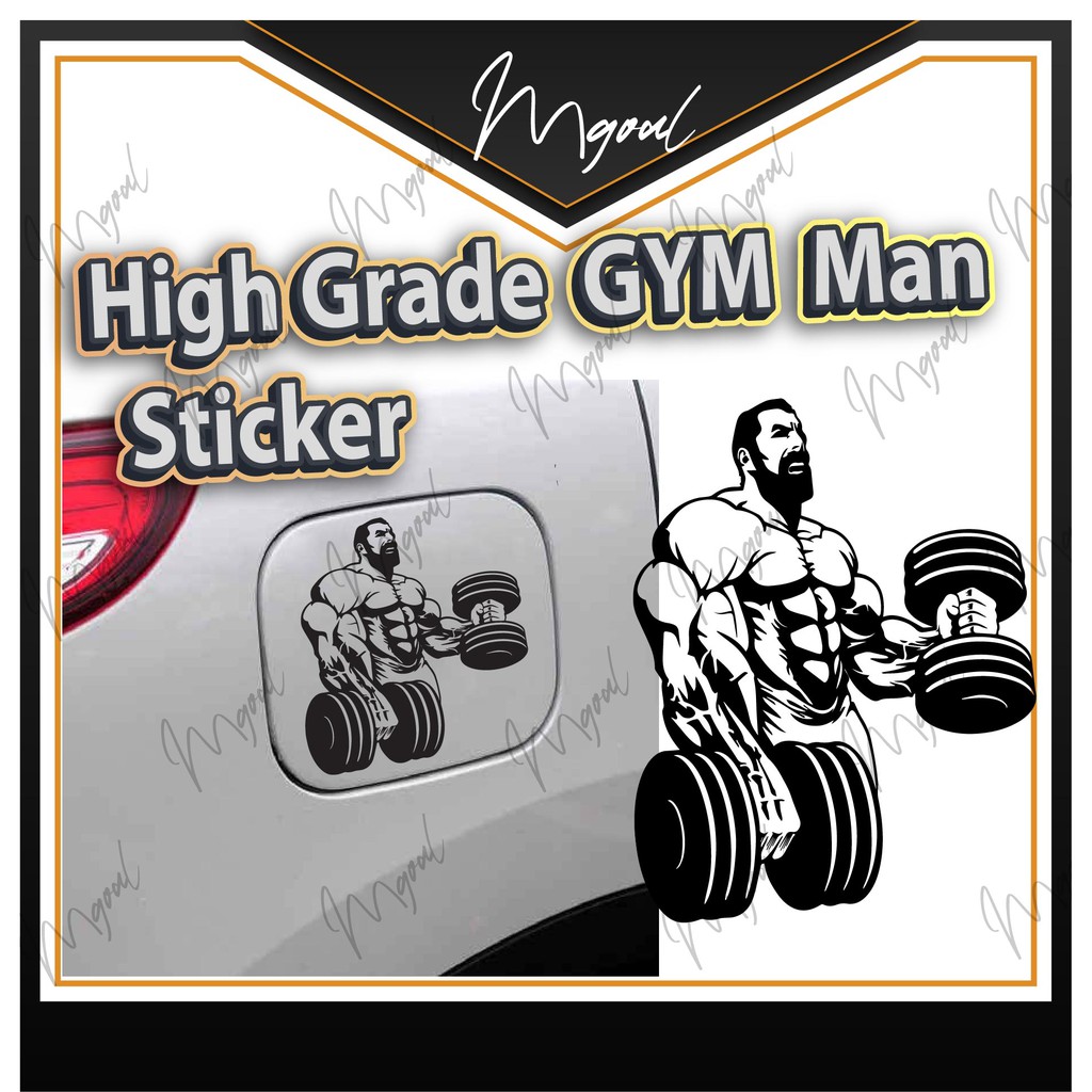 [Ready Stock]High Grade Gym Man car Sticker No pain No gain Perodua ...