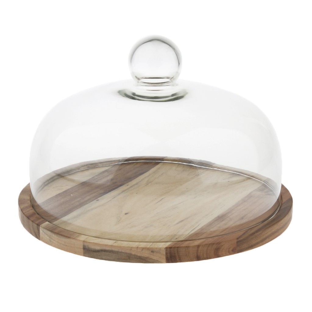 Rotating Flat Round Wood Server Cake Stands With Glass Dome, Sizes For  Choose Shopee Malaysia