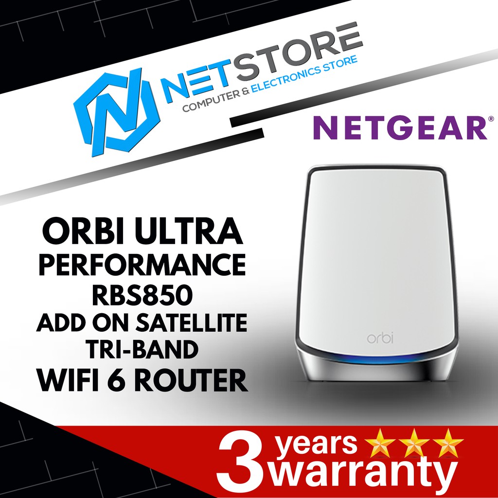 Netgear Orbi RBS850 Satellite AX6000 Tri-Band WiFi 6 Add-on Mesh