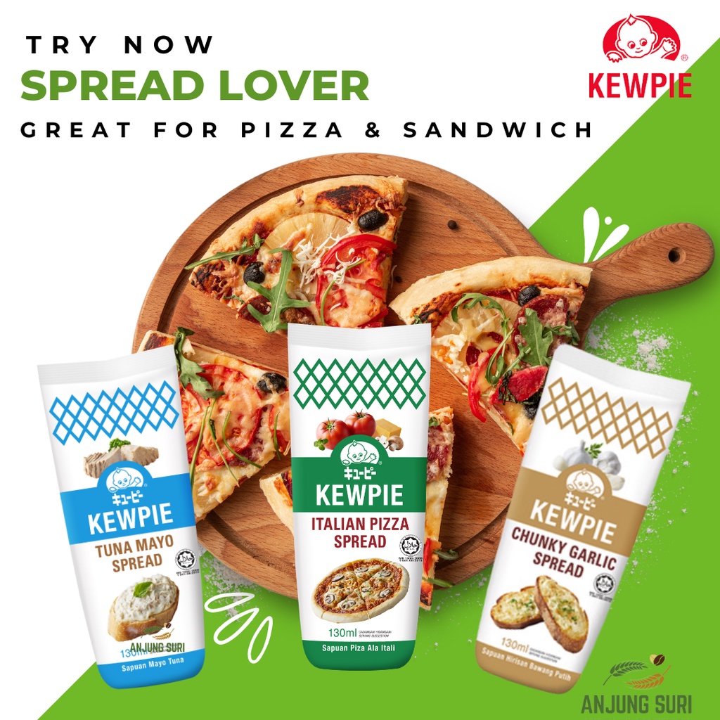 KEWPIE Mayonnaise Spread Italian Pizza Chunky Garlic Tuna 130ml per squeeze bottle Kewpie Roti