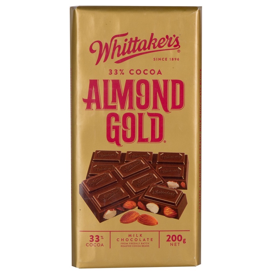 Whittaker's Almond Gold Milk Chocolate Block, 200g | Shopee Malaysia