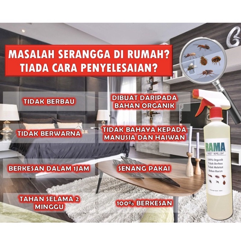 RAMA INSECT REPELLENT-RACUN SERANGGA ORGANIK-SEMUT-KUTU SPRAY-UBAT ...
