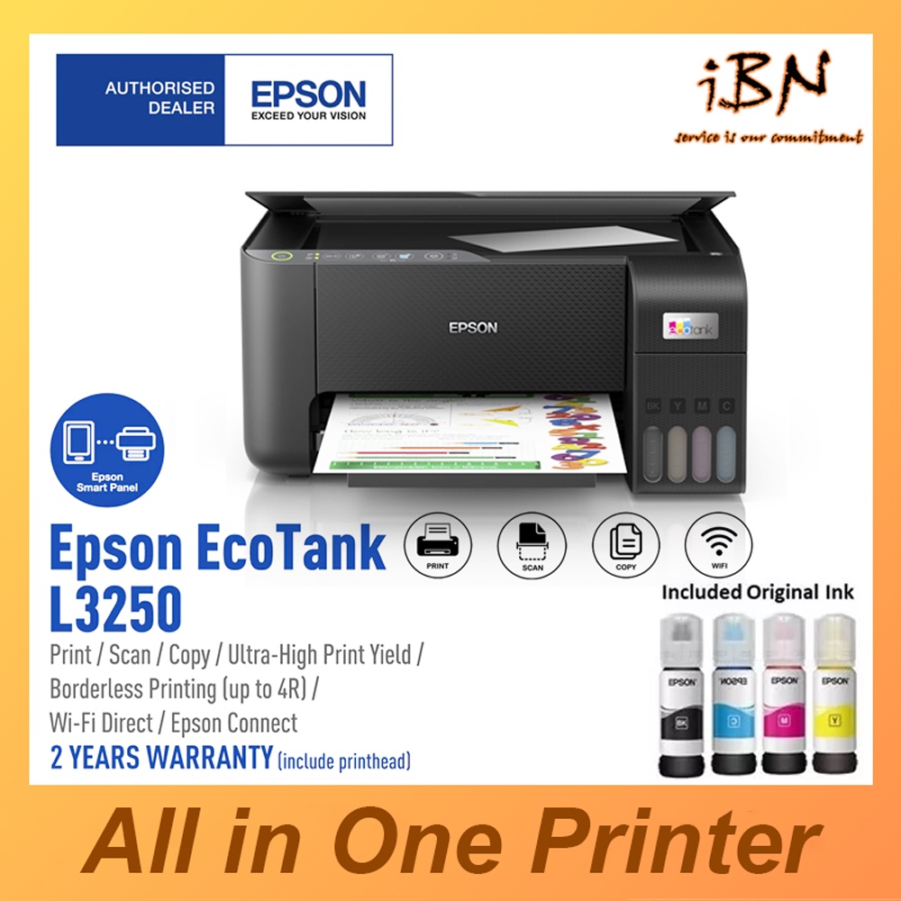 Epson EcoTank L3250 A4 WiFi AllinOne Ink Tank Printer (2Years