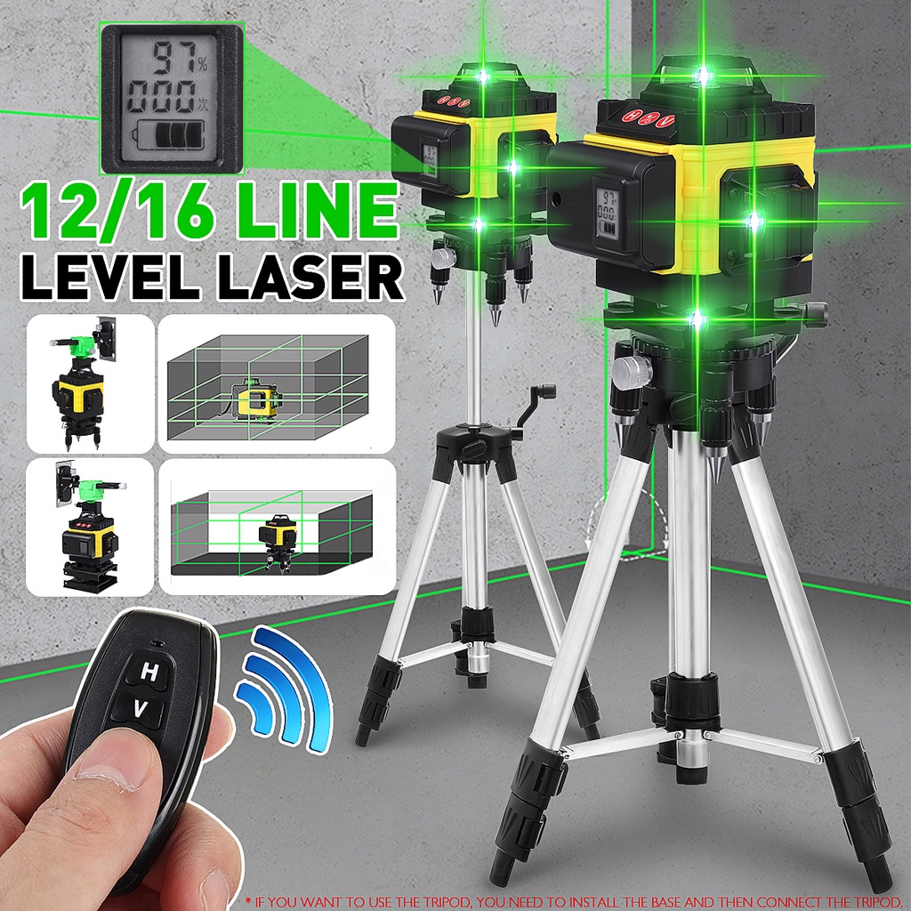 New Green Light Digital Self Leveling 4D 16/12 Line Laser Level 360 ...