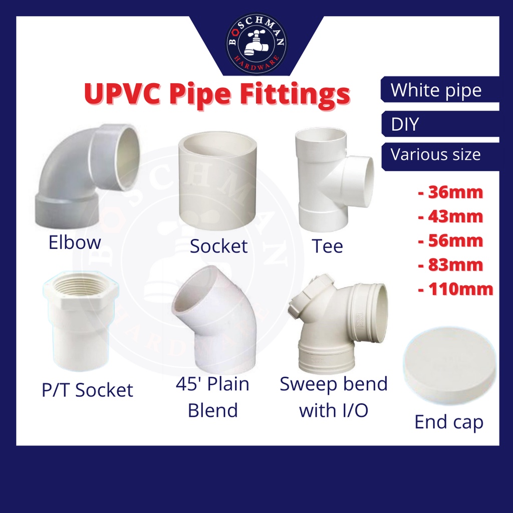 UPVC Pipe Joint Fittings Connector Penyambung Paip PVC Pipe fittings ...