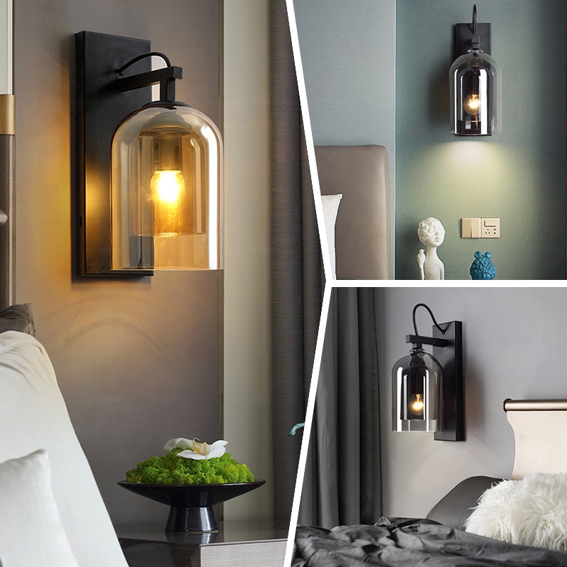 Modern Glass Wall Sconces Light for Bedside Hallway Decoration Double