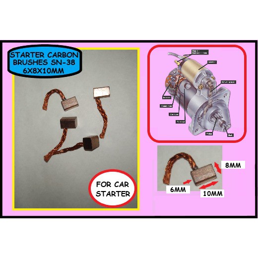 CAR STARTER CARBON BRUSHES SN38 JNDSX39 KANCIL VIVA AXIA N/D TYPE