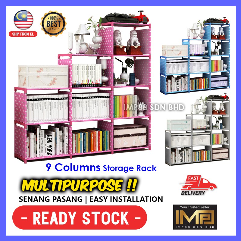 9 Columns Korean DIY BookShelf Bookcase Book Rack Book Shelf Rack Rak