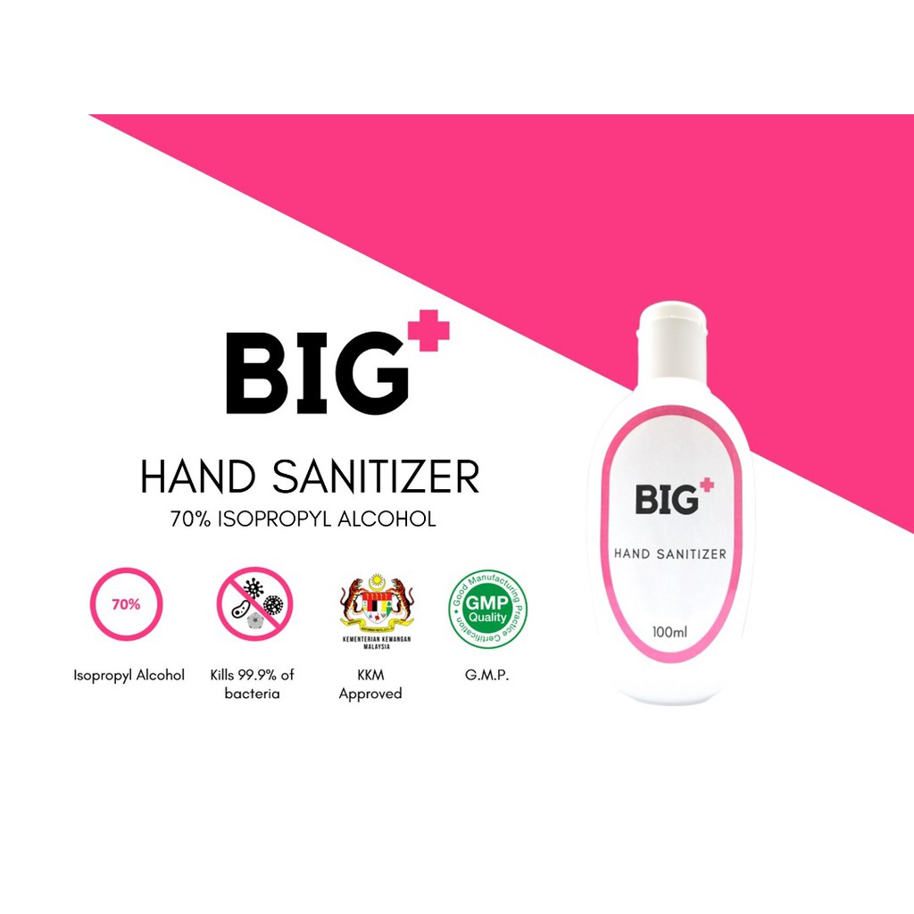 BIG+ 100ML Alcohol Hand Sanitizer Gel (KKM Approved) 70 Isopropyl