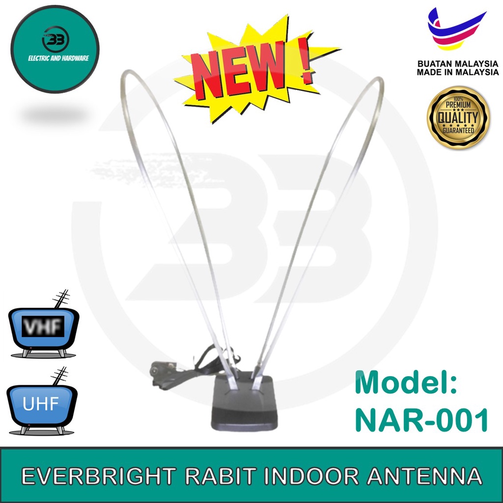 EVER BRIGHT TV INDOOR ANTENNA (RABBIT) SHARPENS COLOR PICTURE & HIGH ...