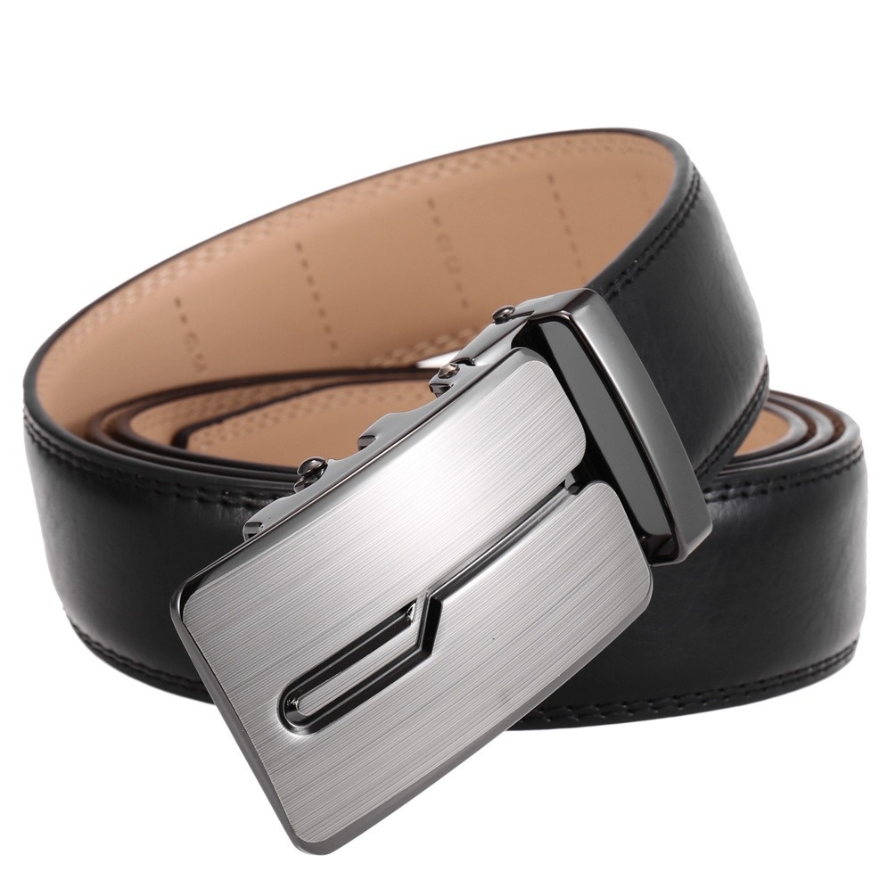 100% Cowhide Leather [Malaysia Stock] Men's Autobuckle Zinc Alloy Belt ...