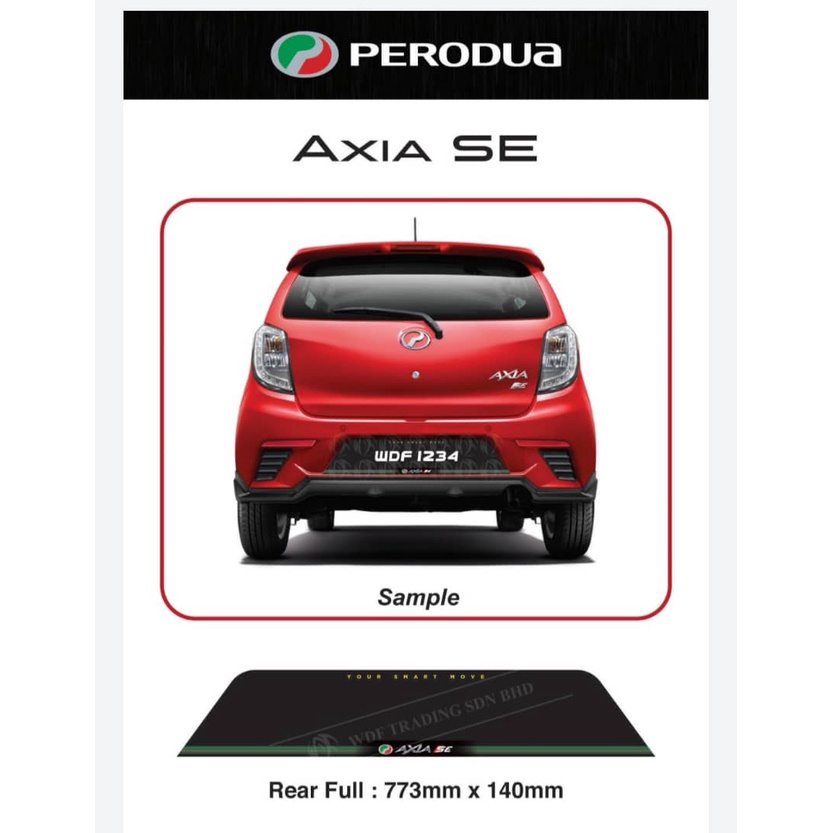 Ready Stock Perodua Axia Se Acrylic Kereta Plat Nombor Papan Belakang