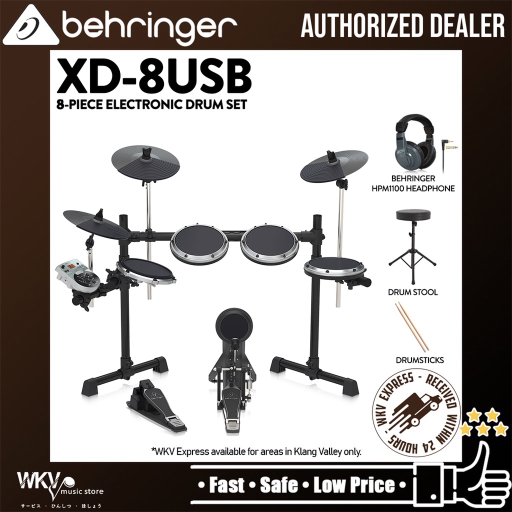 Behringer XD-8USB 8-piece Electronic Drum Set With Headphone, Drum ...