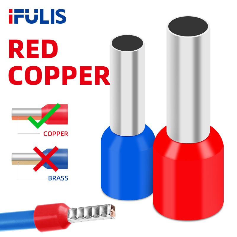 100PCS VE European Wire Connector Terminal Pin Tube Wiring E7508 E2508