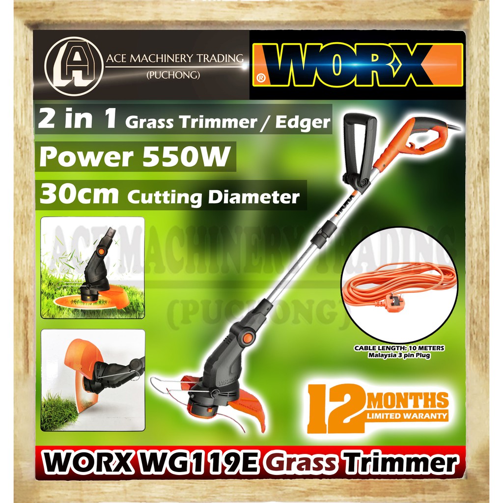 WORX Wg 119e 550w 30cm 8900RPM 2 In 1 Electric Grass Trimmer