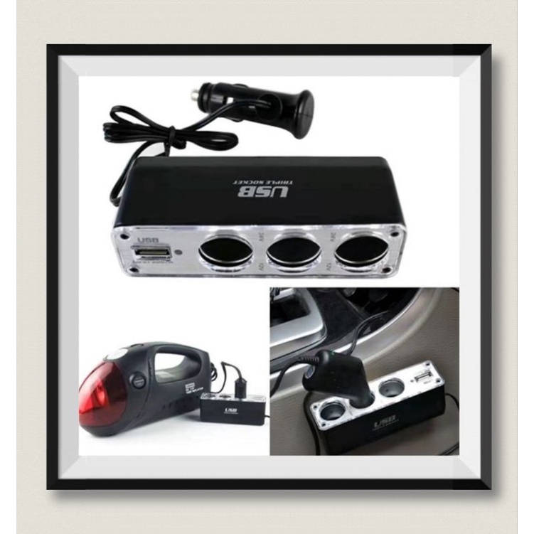 12v/24v 5A 3 Way Universal Car Cigarette Lighter Sockets Splitter Plug