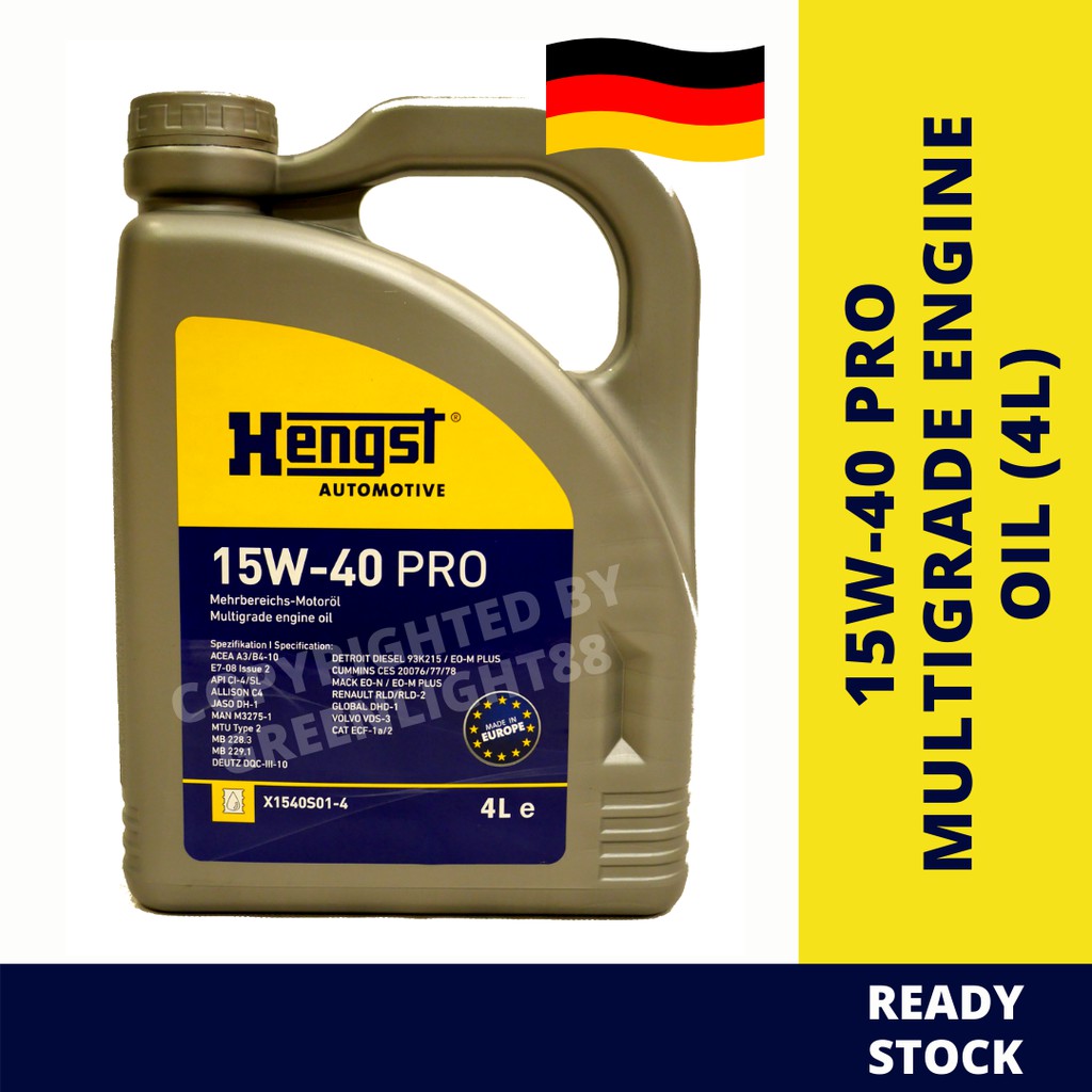 HENGST 15W-40 PRO MULTIGRADE ENGINE OIL (4L) | Shopee Malaysia