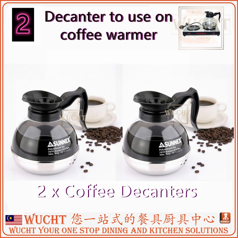 【WUCHT】2 x KINOX Easy Pour Polycarbonate Coffee Decanter with Steel