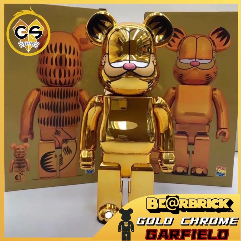 BEARBRICK X GARFIELD GOLD CHROME VERSION 400% | Shopee Malaysia