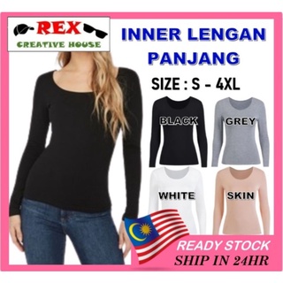 【READY STOCK AT MALAYSIA】Baju Lengan Panjang High Quality Cotton Women Inner Baju Muslimah Inner Perempuan Baju Inner
