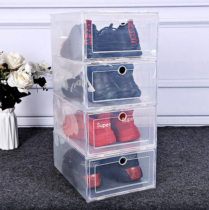 [Transparent] Large Stackable And Foldable Shoes Box Shoes Racks Kotak ...