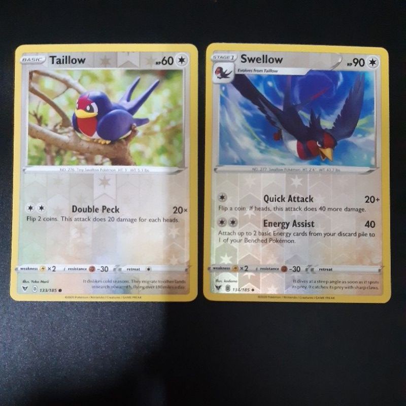 Pokemon card TCG: Taillow & Swellow 134/185 (REVERSE HOLO) 100% Original Pokemon  Cards | Shopee Malaysia