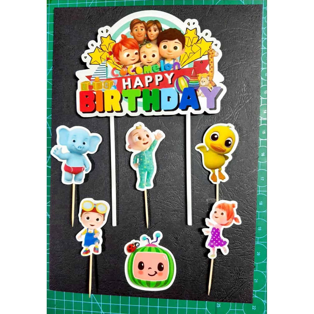 COCOMELON Cake Topper Happy Birthday Ready stock Laminated Material ...