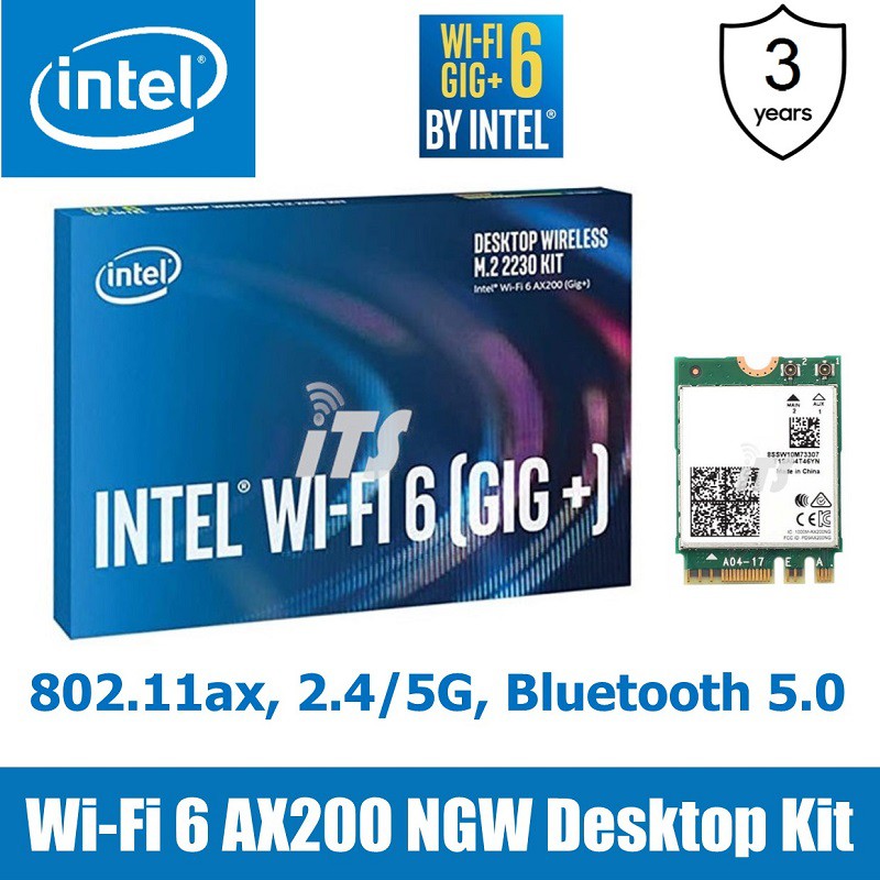 Intel Wi-Fi 6 AX200, 2230, 2x2 AX+BT, No vPro Single Pack Notebook or  desktop