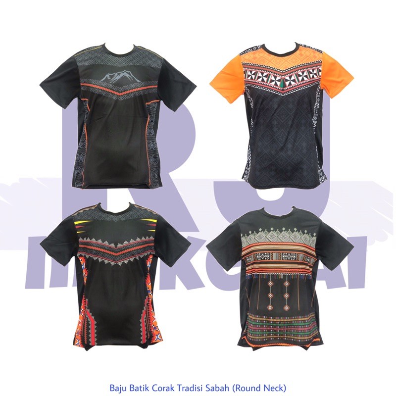 [Ready Stock] Unisex Cutting Baju Batik Traditional Corak Sabah Round ...