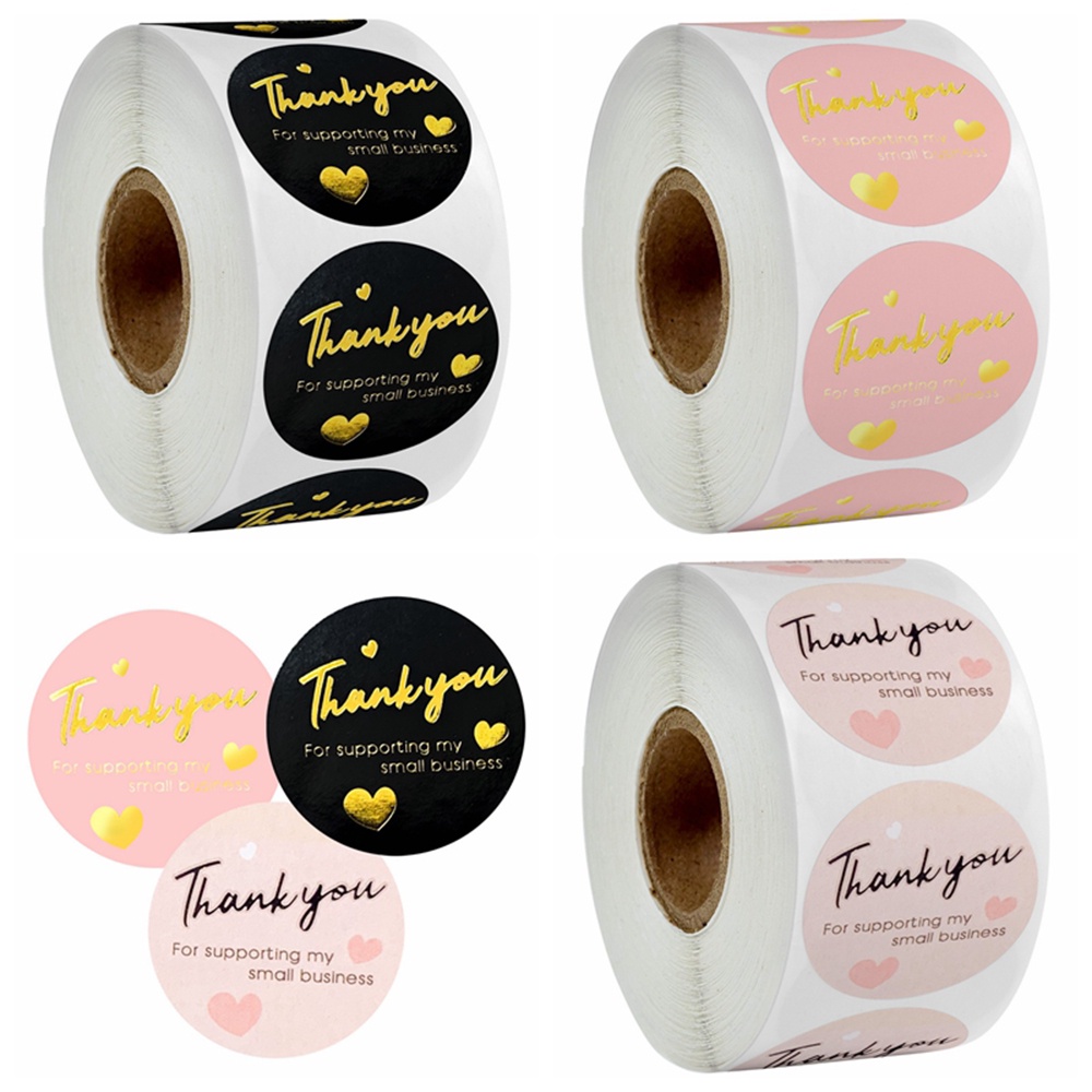500pcs Black Gold Thank You Sticker Gift Decor Label To Support My ...