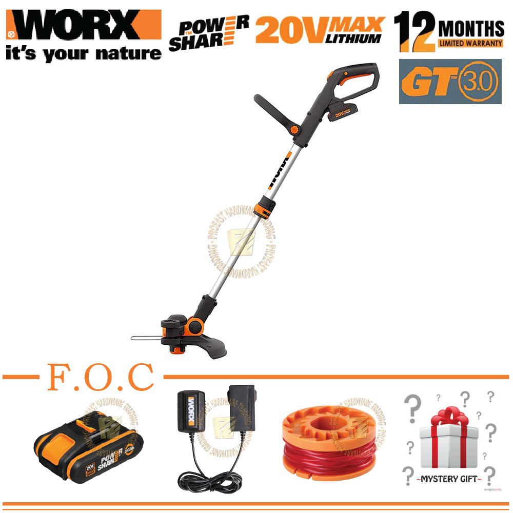 WORX WG163E.2 20V 30cm Grass Trimmer Shopee Malaysia