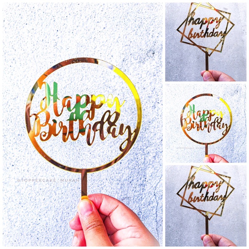 GOLD ACRYLIC HAPPY BIRTHDAY CAKE TOPPER | Shopee Malaysia