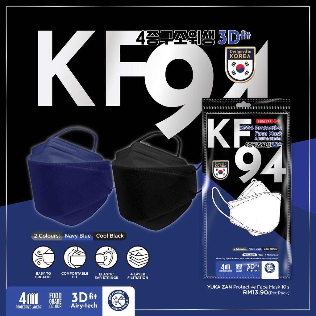 SARAWAK READY STOCK/ KF94 4LAYER 3D FIT MASK 10S (BLACK & DENIM ...