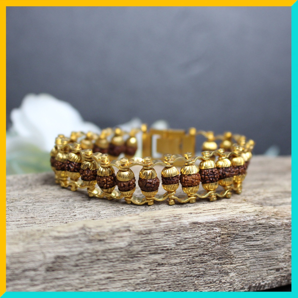 3 Designs - Rudraksha Beads Single Line Brass Bracelet for Men / Women ...