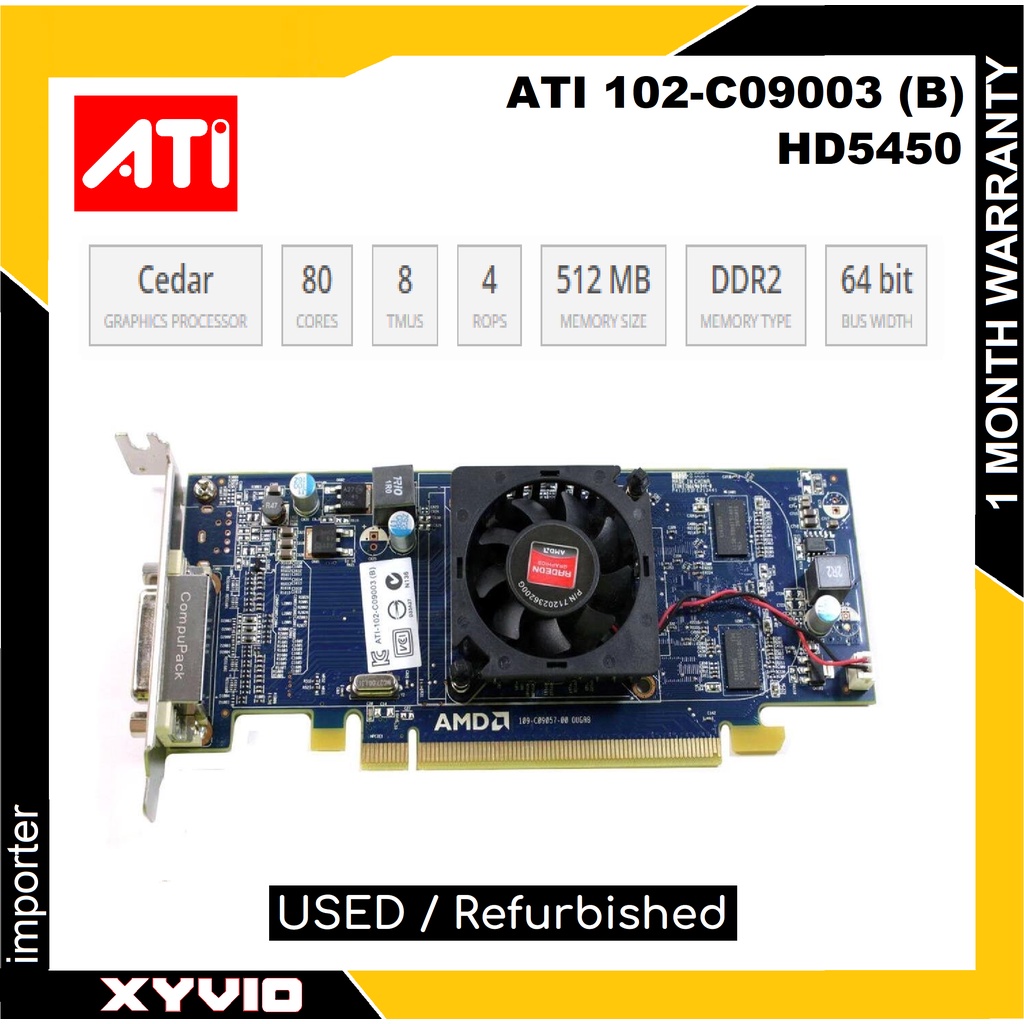 AMD Radeon HD 5450 512MB DDR3 64-Bit PCI-Express x16 Video Graphics ...