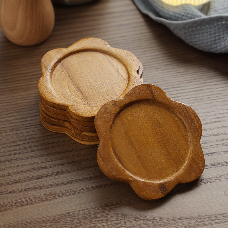 Teak Coaster Retro Dining Table Insulation Mat Japanese Bowl Mat Kung Fu  Tea Coaster Water Coaster