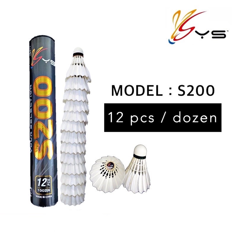 [Ready Stock] 高级鹅毛！YS shuttlecock S200 Speed 76/77 12 pcs/tube 羽神羽毛球 12 ...