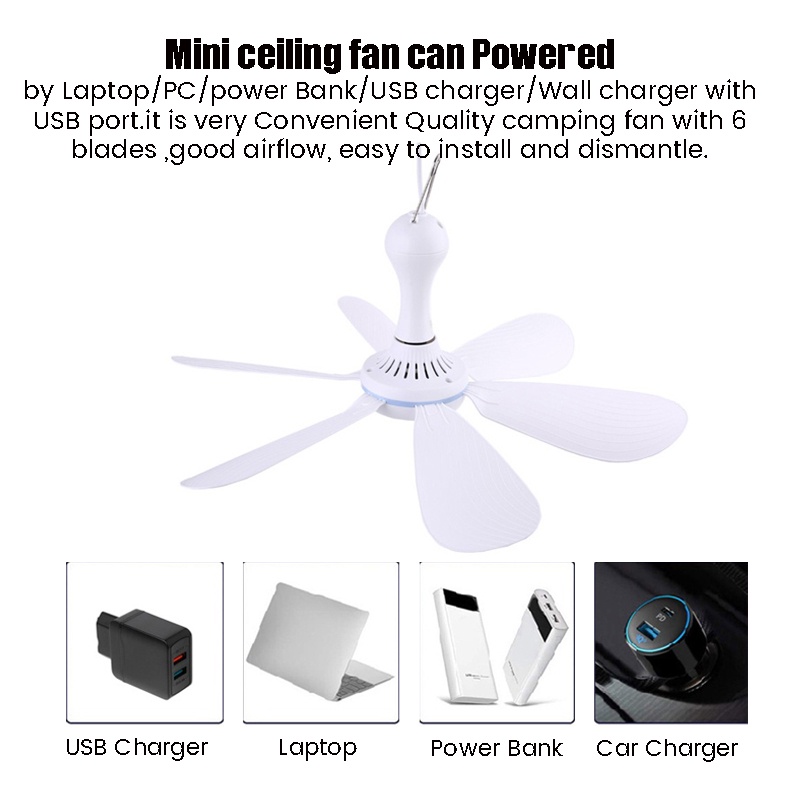JDEX 6 Blade 5V USB Ceiling Fan Mini Fans Mini Fans Cooler Kipas ...
