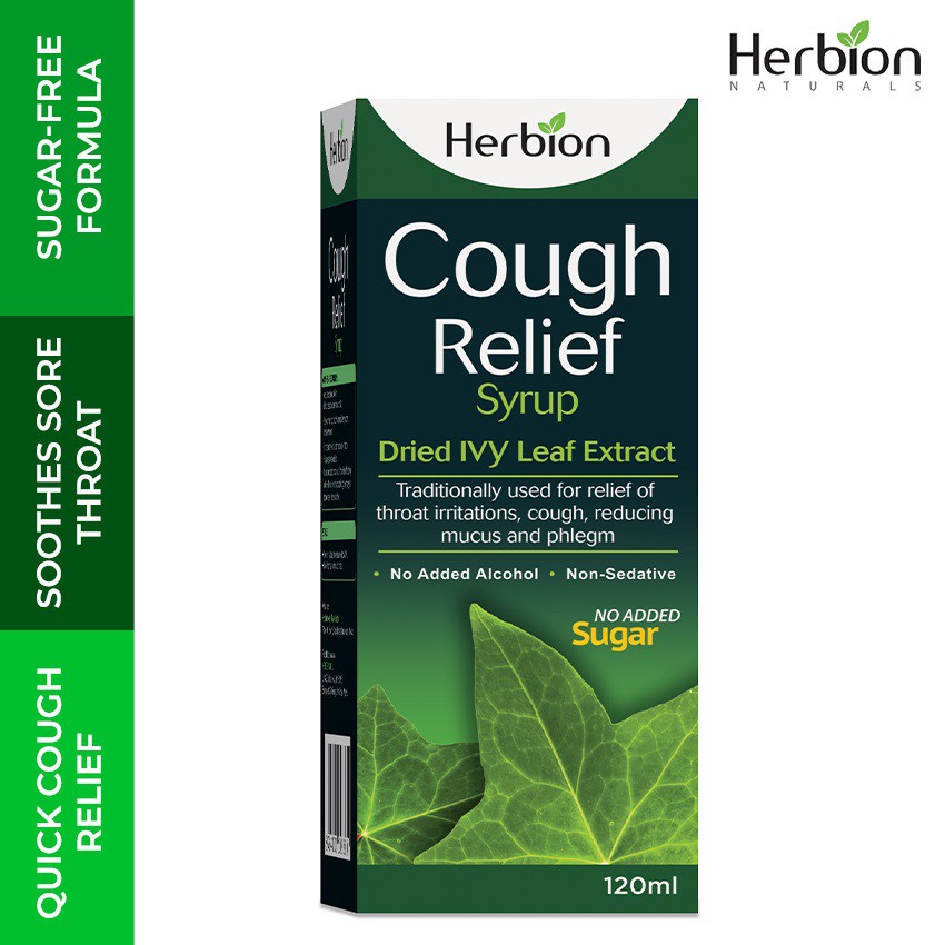 Herbion Cough Relief Syrup with Dried Ivy Leaf Extract Relieves Throat