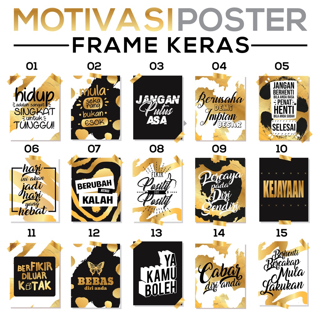 Kata Motivasi Poster Dinding Board Keras BLACK GOLD Nordic Modern Style ...