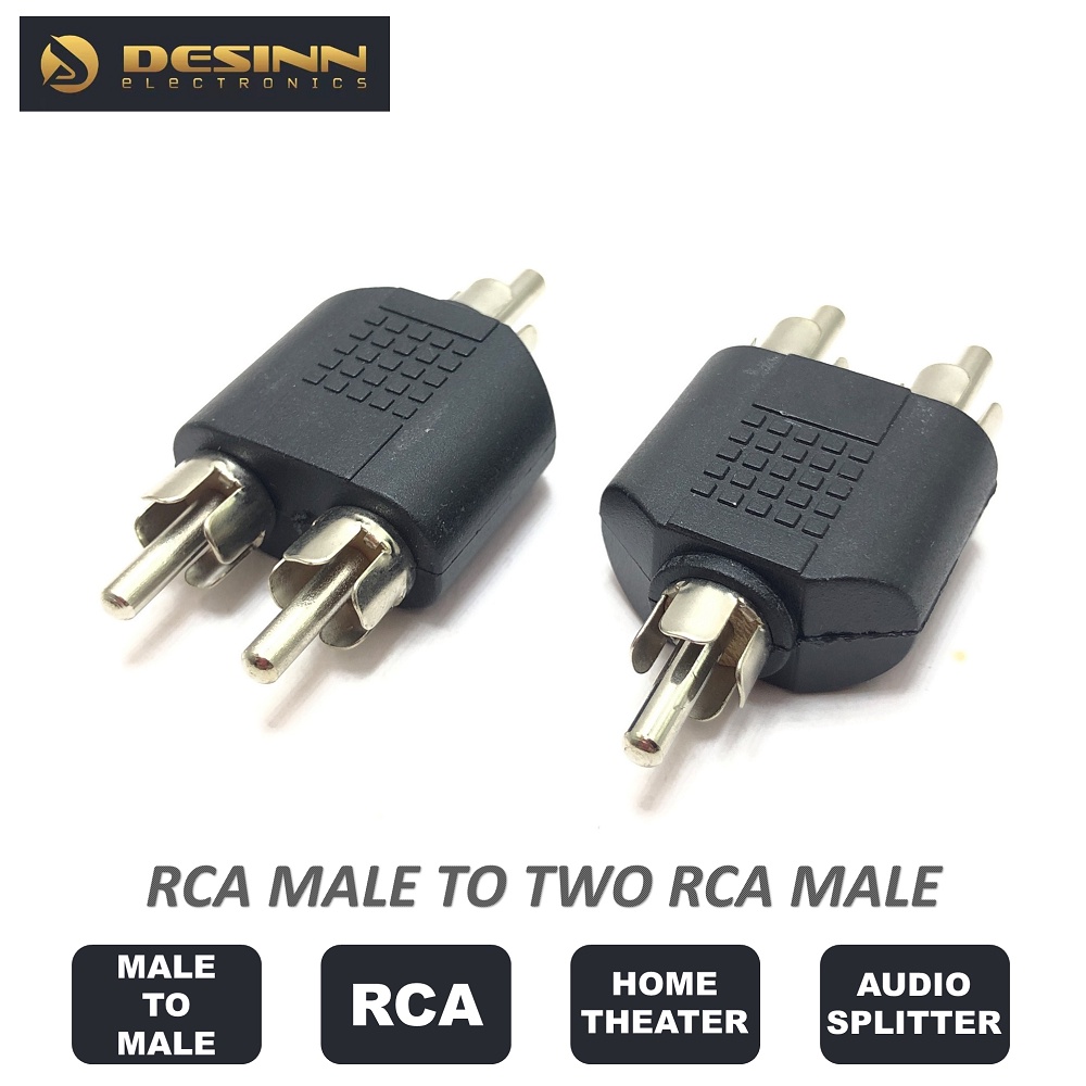 RCA Splitter Male to 2 RCA Male BiDirectional RCA Y Splitter Extension