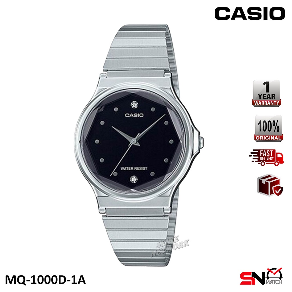 Casio MQ 1000D Multi Faceted Glass Quartz Analog Stainless Steel Band Unisex Watch Jam Tangan Unisex Shopee Malaysia