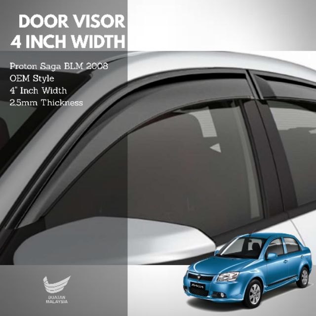 Proton Saga BLM FLX 2008 2015 Door Visor 4 Inch Width 2.5mm Thickness Air Press Window Visor OEM Style Shopee Malaysia