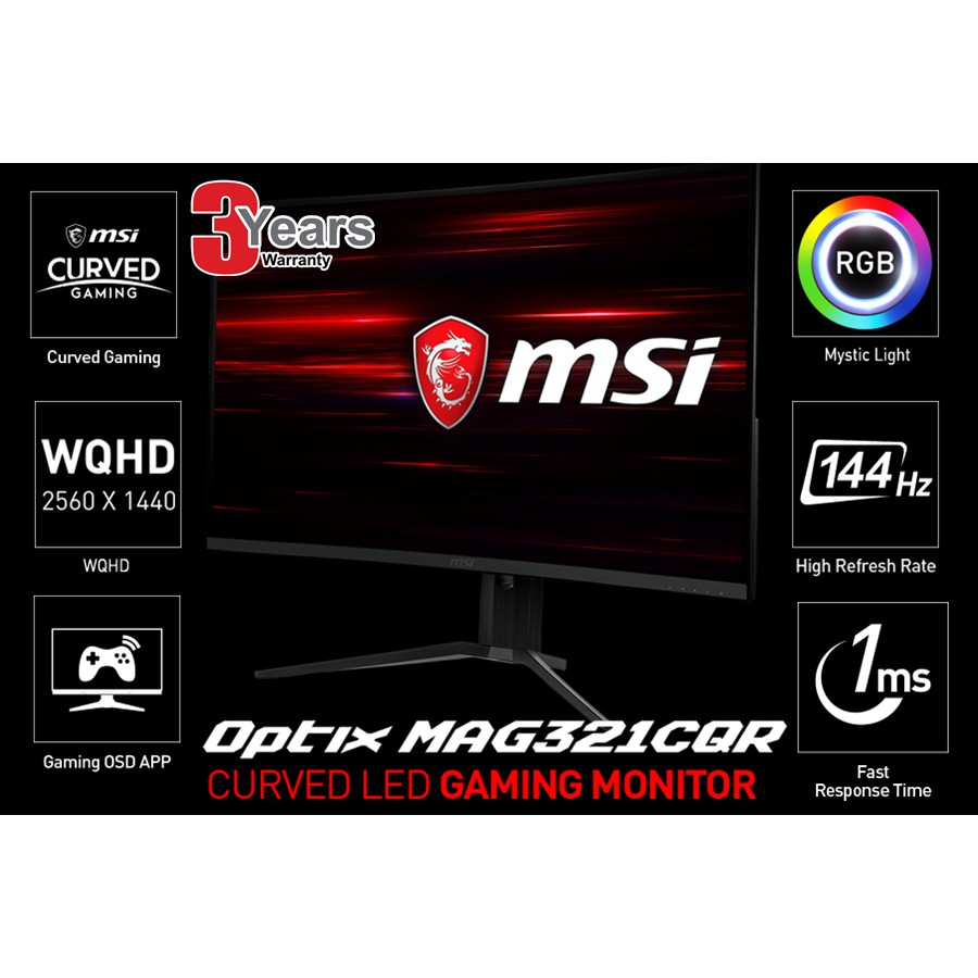 MSI Optix MAG321CQR 31.5" FreeSync Curved Gaming Monitor (1ms/2560 x ...