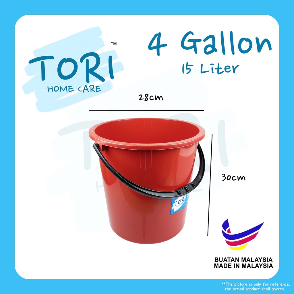 TORI HOME Pail 4 Gallon | Baldi | Water Bucket | Plastic Pail | Tong ...