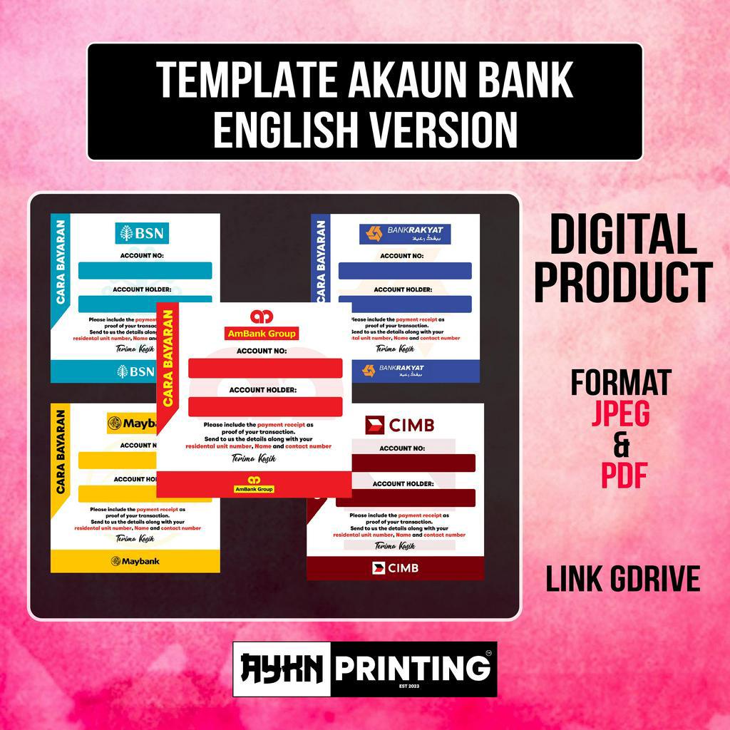 AYKN TEMPLATE AKAUN BANK ( ENGLISH ) MURAH PREMIUM | Shopee Malaysia