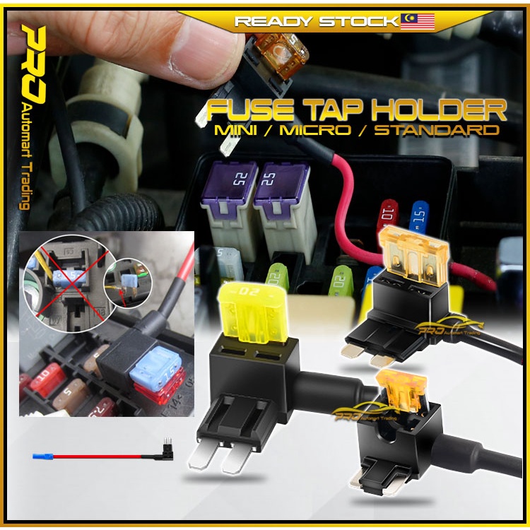 Mini Micro Standard Blade Fuse Tap Holder Fius Tap Add A Circuit